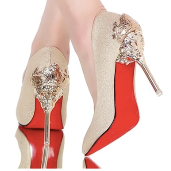 🌟🥂Champagne Heels with Gold Heel🥂🌟 - Picture 3 of 7